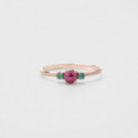 Anillo Oro 18k. Rubi y esmeralda natural