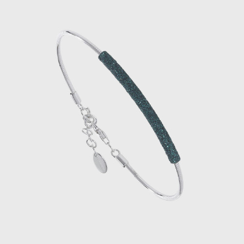 Pulsera Plata 925mm-Rodio-Verde Foresta