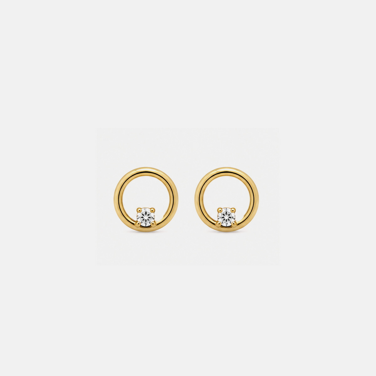 Pendientes Oro 9 Kt.-Círculo Circonitas
