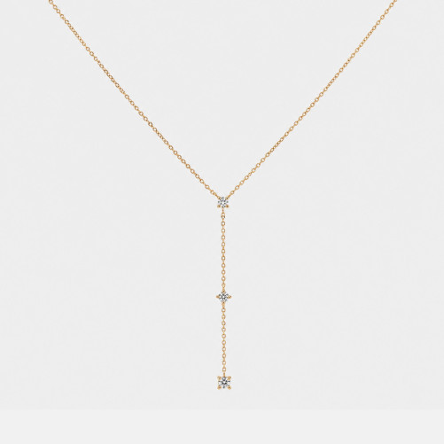 Collar Oro 9 Kts- Corbata 3 Zirconitas