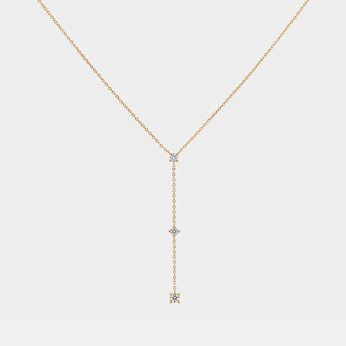 Collar Oro 9 Kts- Corbata 3 Zirconitas